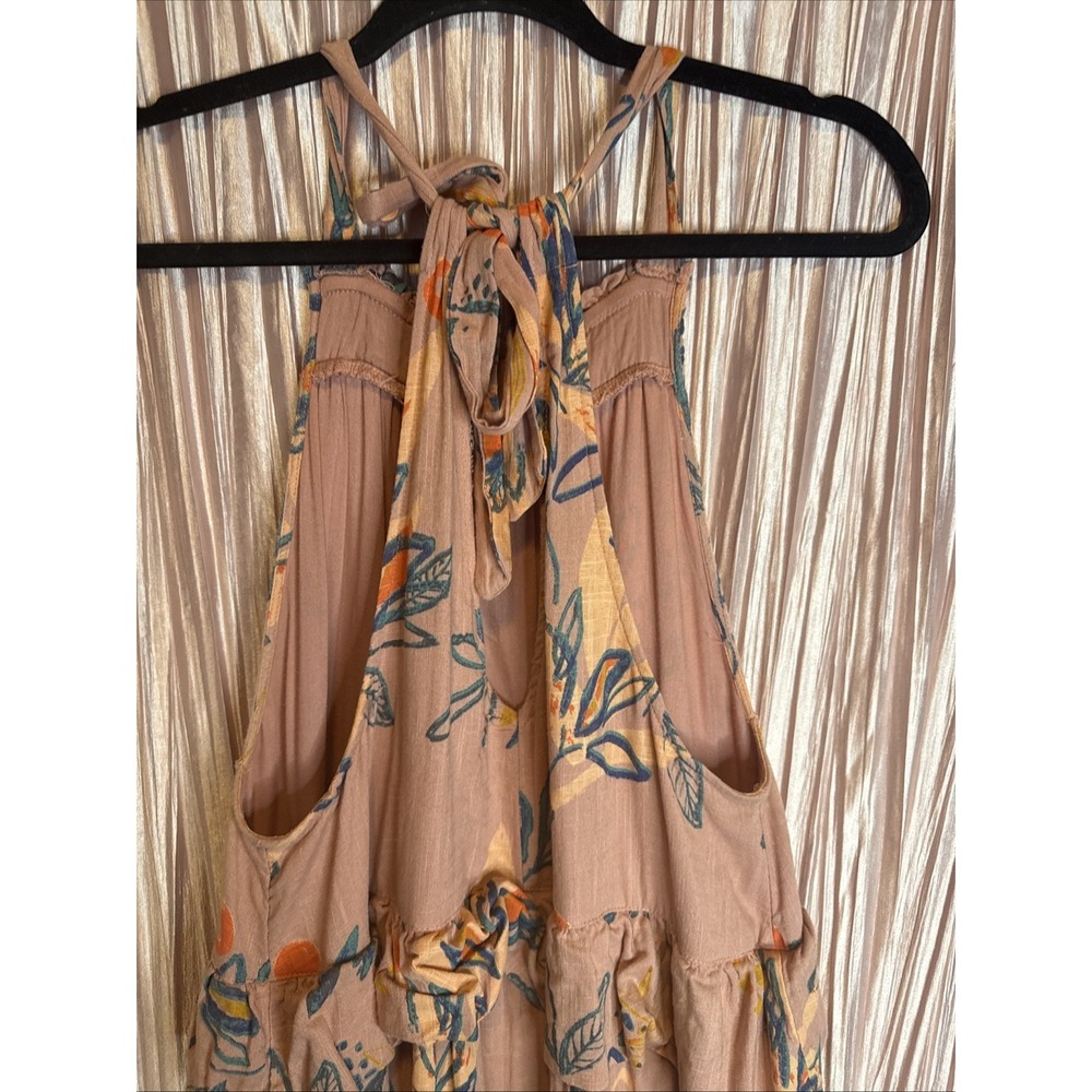 Womens Floral Maxi Dress Smocked Neck Tiered Boho Sleeveless Flowy OS Fits M - L - Picture 4 of 13